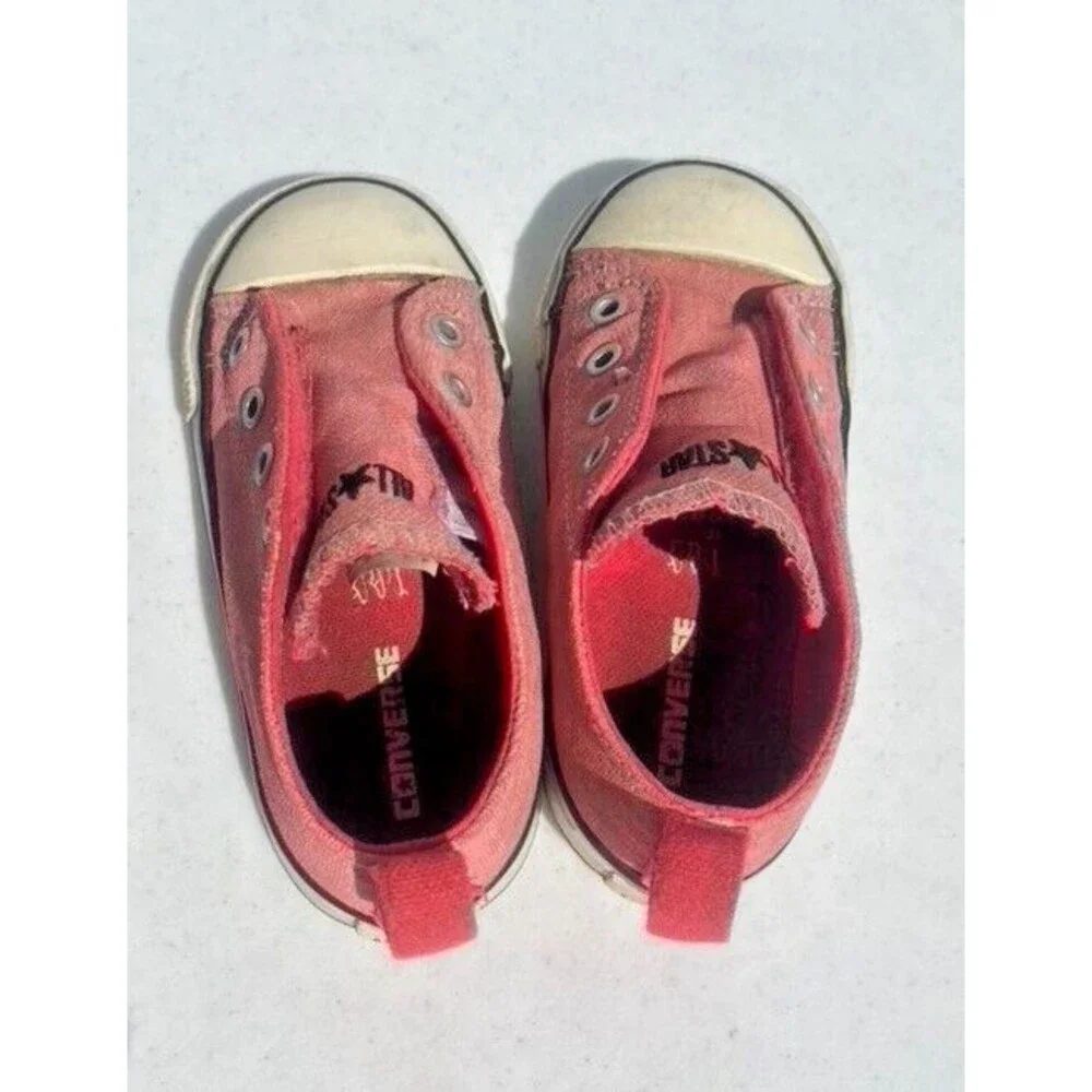 Girl's Converse All Star Simple Slip On Toddler Sz 8 Athletic Pink No Lace Shoes